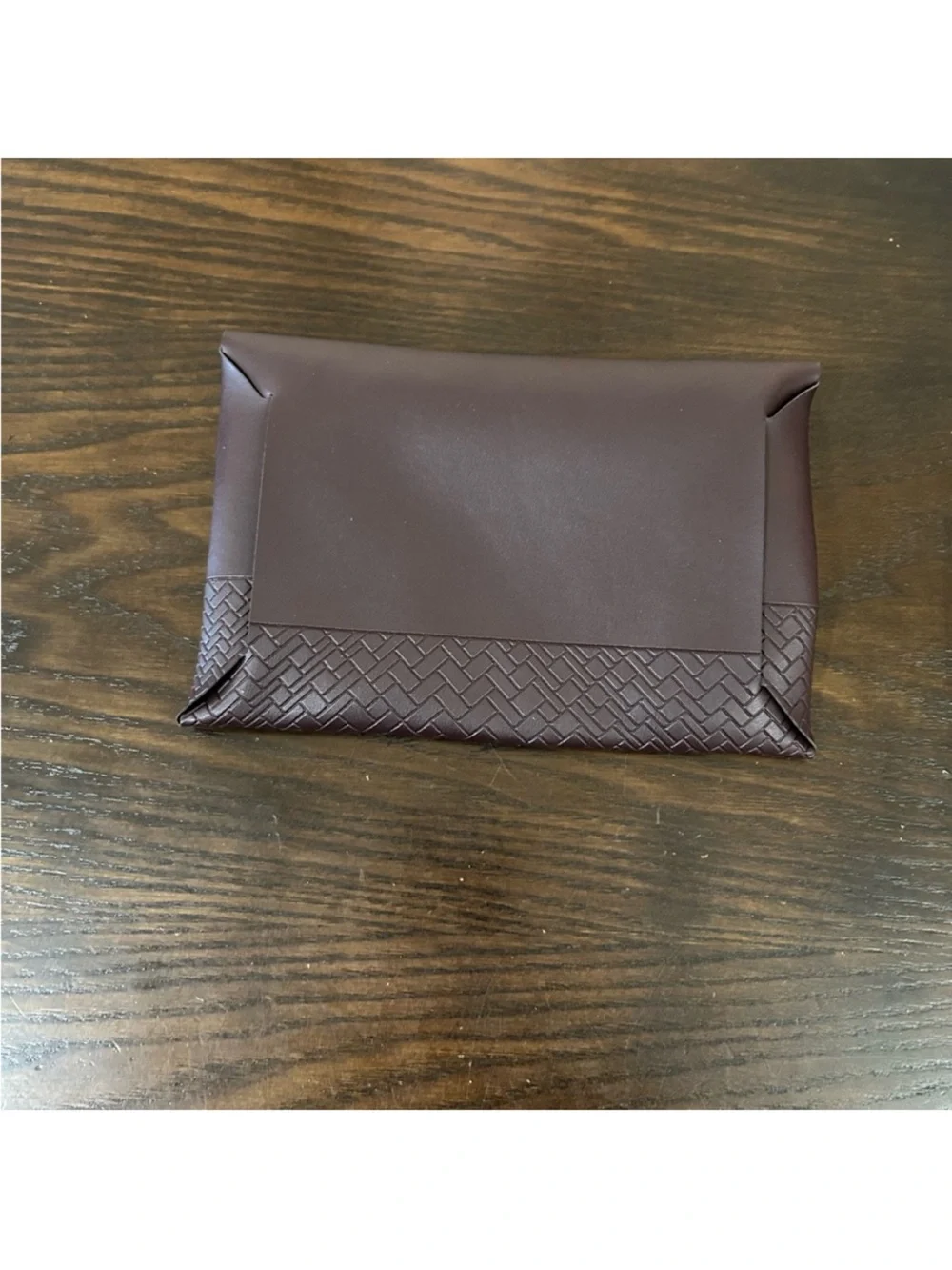 NEW Cole Haan Woven Faux Burgundy Leather Travel Clutch/E-Book Cover gold snap